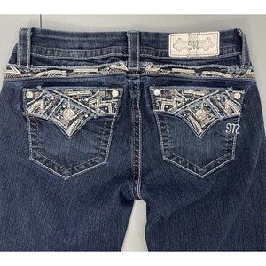 Miss Me Bootcut Jeans Western Bling Rhinestone Cowgirl Stretch Denim Womens 26